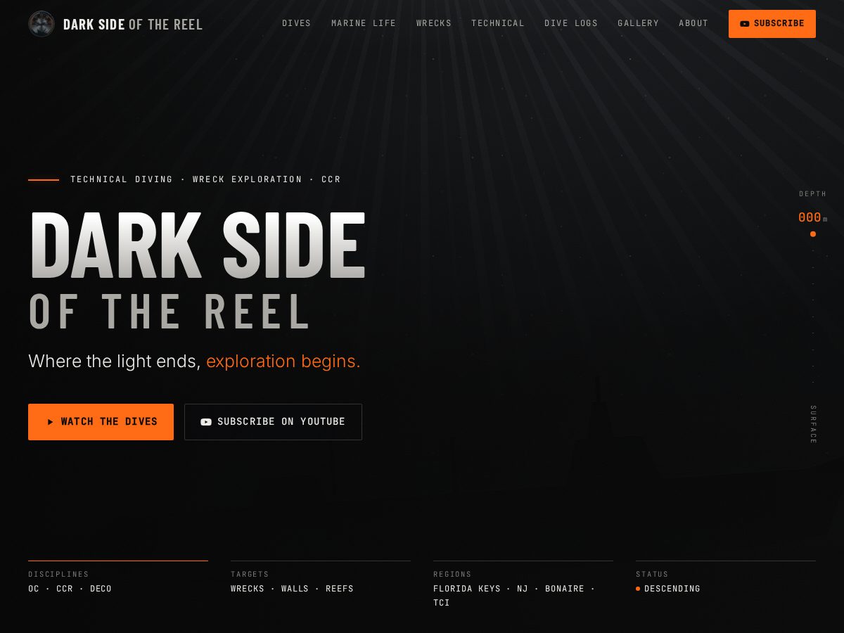 Landing-page snapshot of darksideofthereel.com