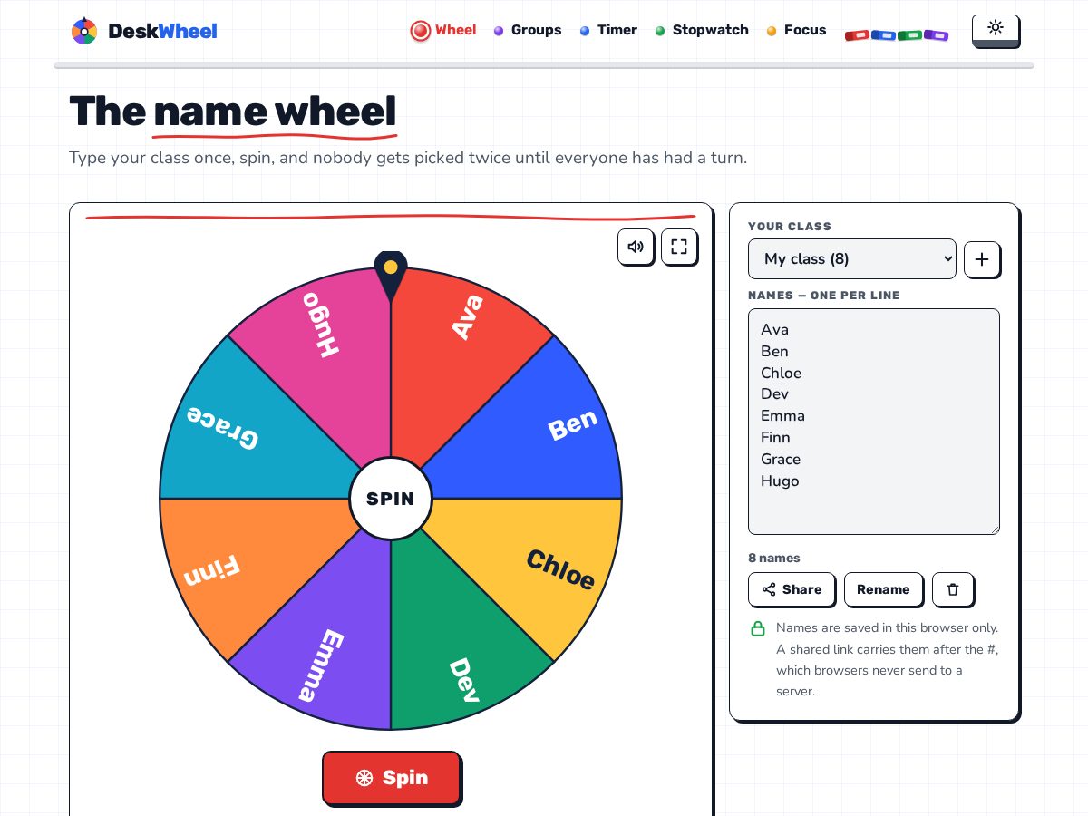 Landing-page snapshot of deskwheel.com