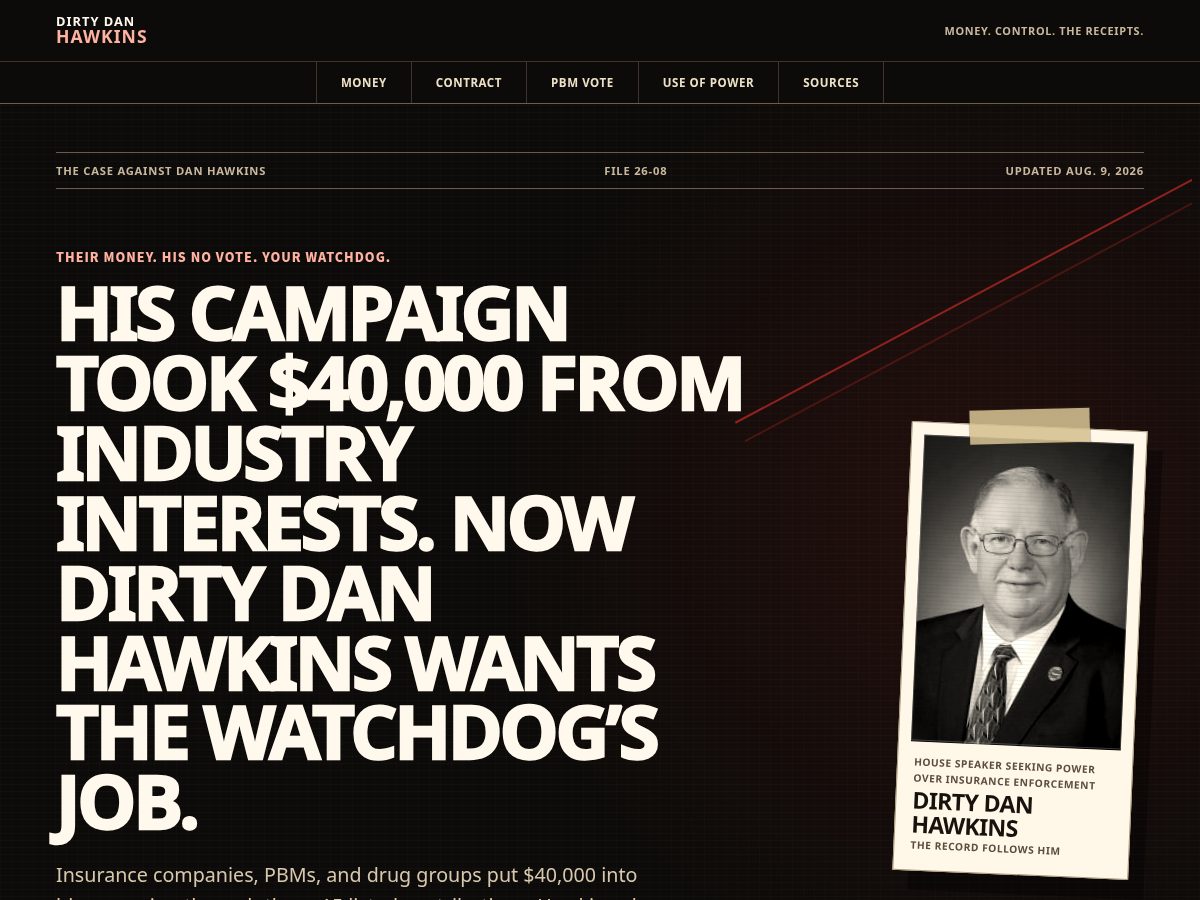 Landing-page snapshot of dirtydanhawkins.com