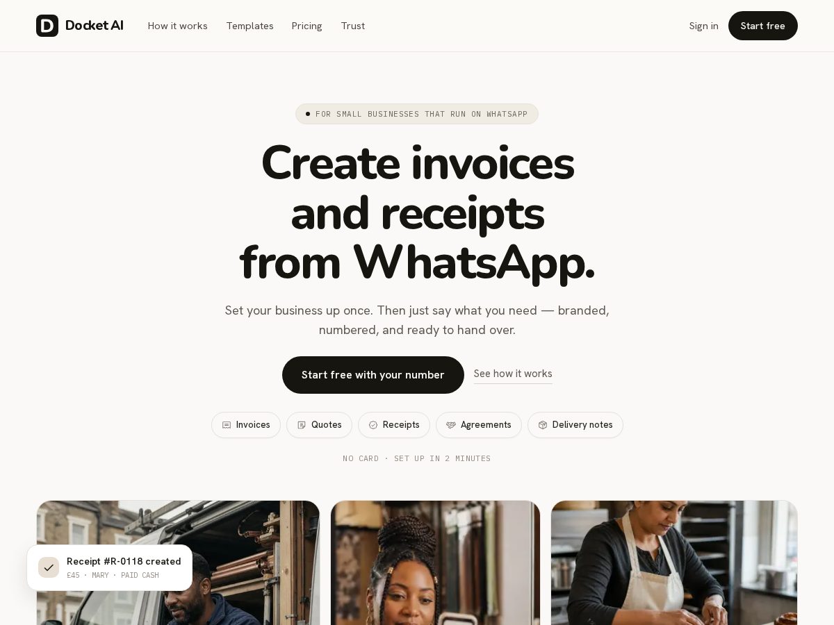 Landing-page snapshot of docketbusiness.com