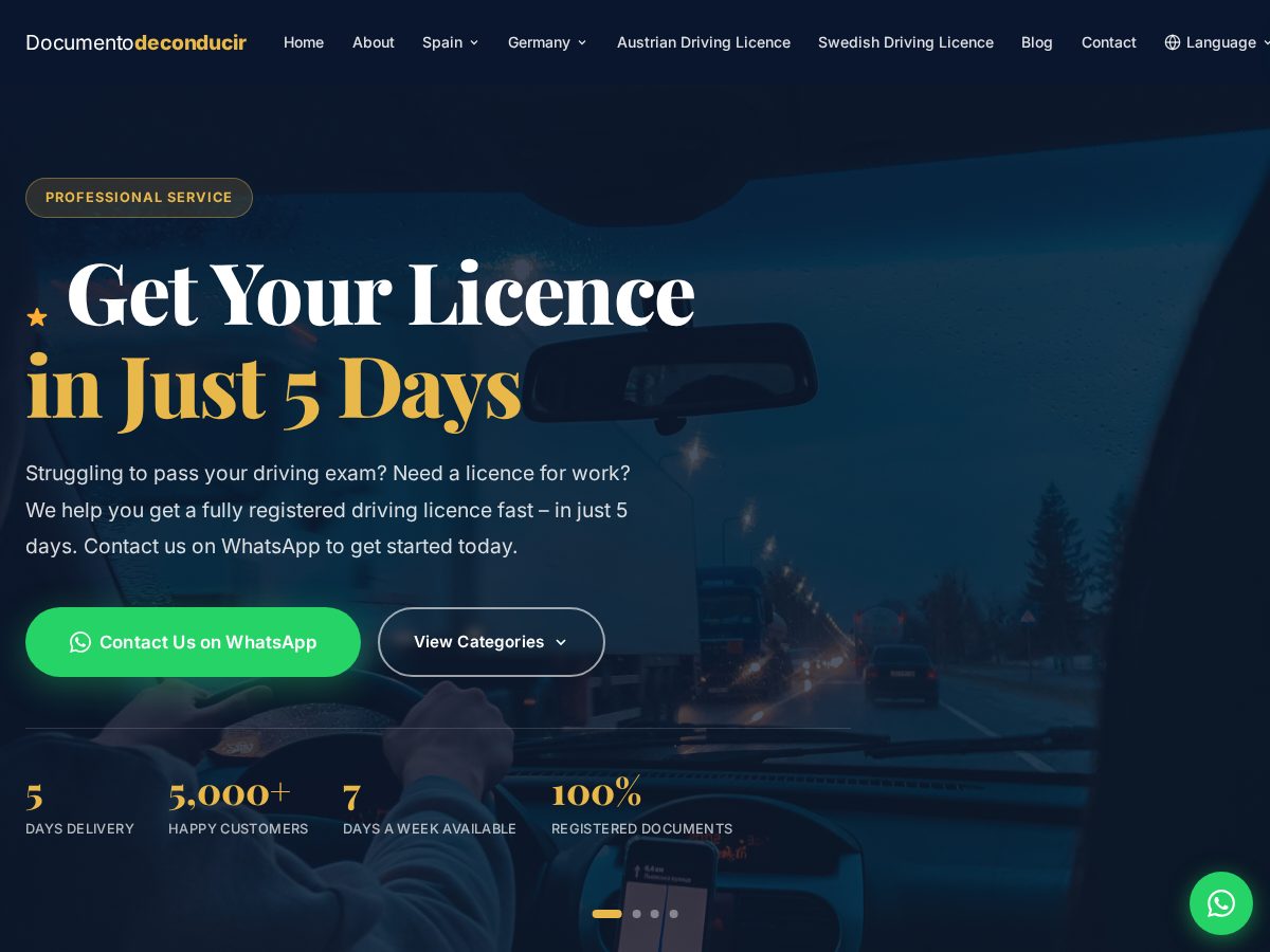 Landing-page snapshot of documentodeconducir.com