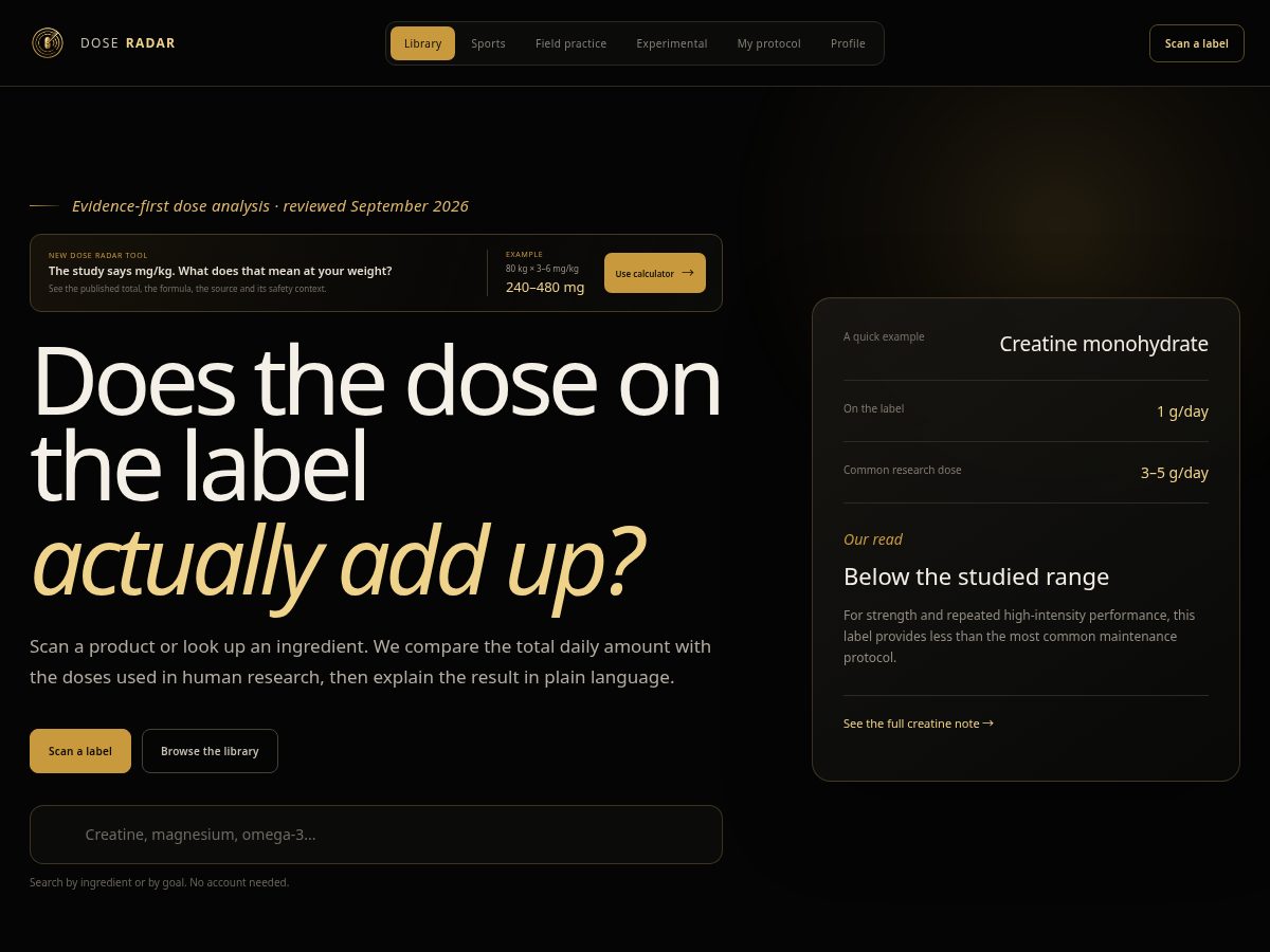 Landing-page snapshot of doseradarapp.com