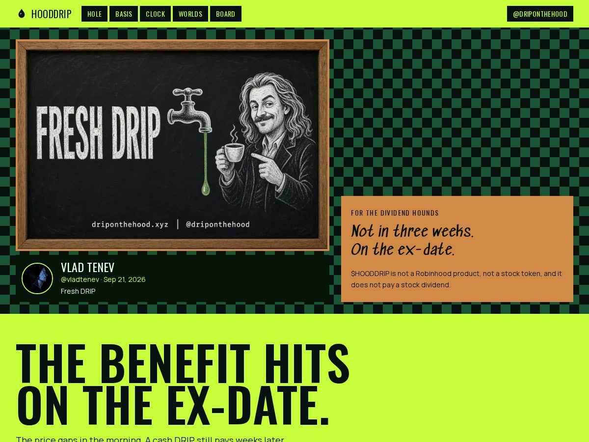 Landing-page snapshot of driponthehood.xyz