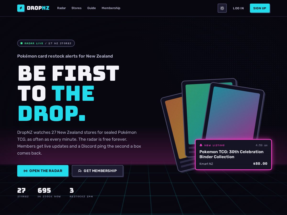 Landing-page snapshot of dropnz.live