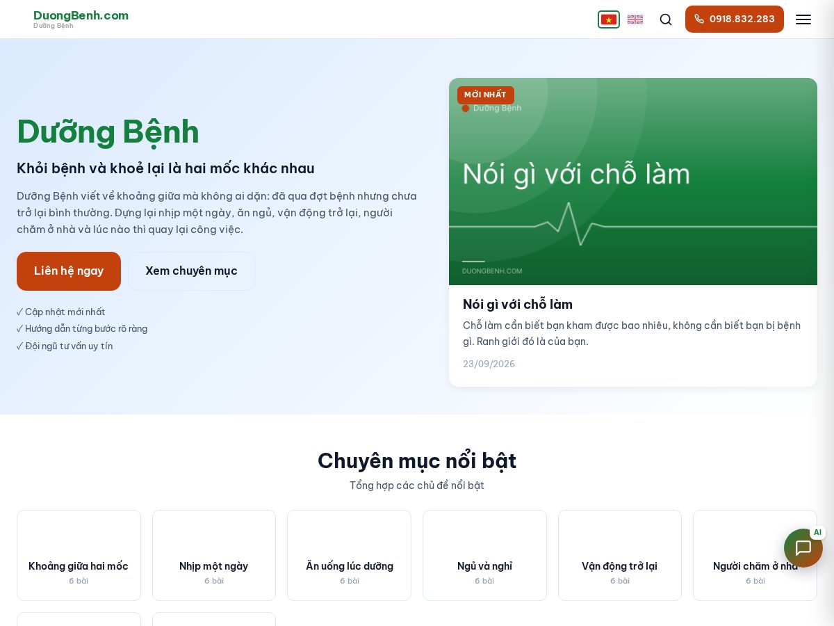 Landing-page snapshot of duongbenh.com