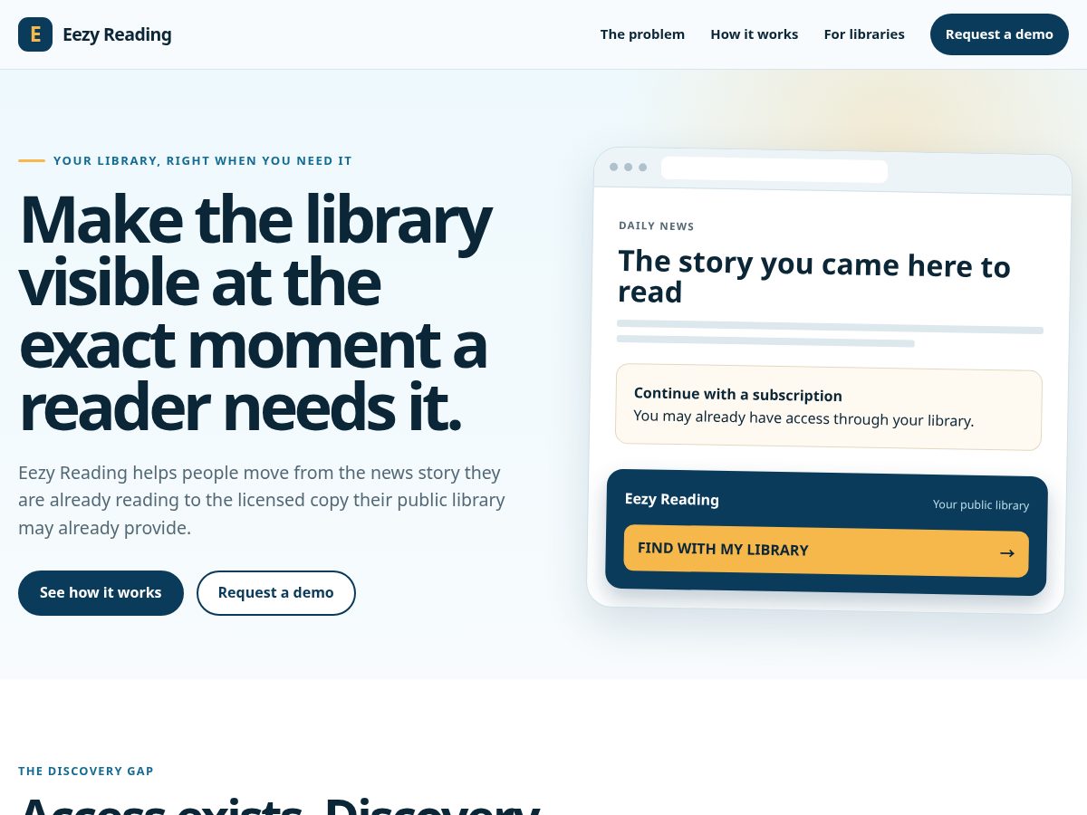 Landing-page snapshot of eezyreading.com