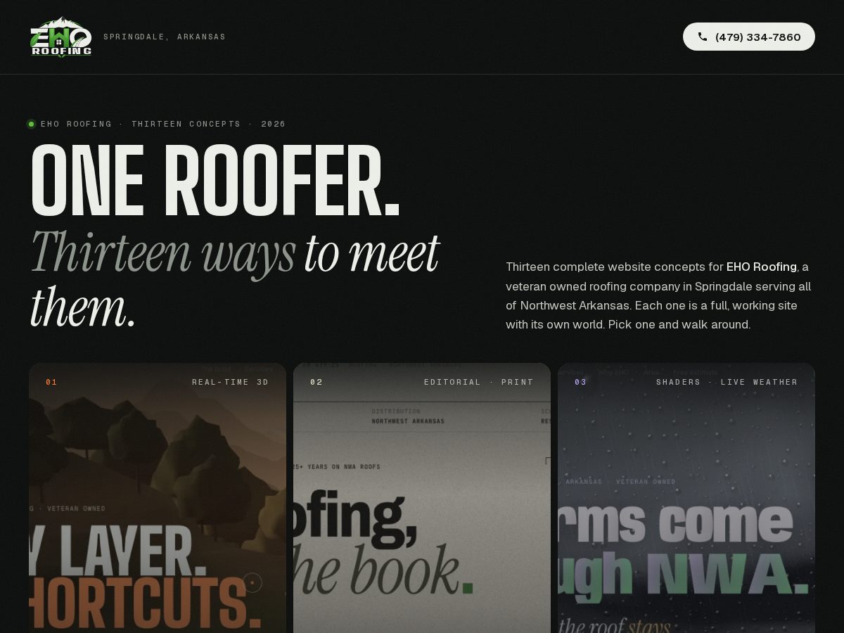 Landing-page snapshot of ehoroofing.com