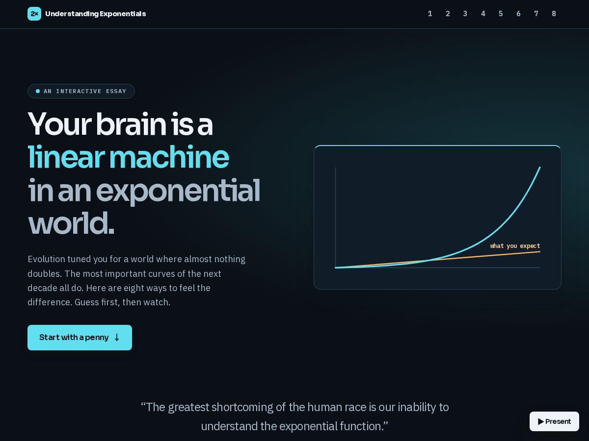 Landing-page snapshot of exponentials.academy