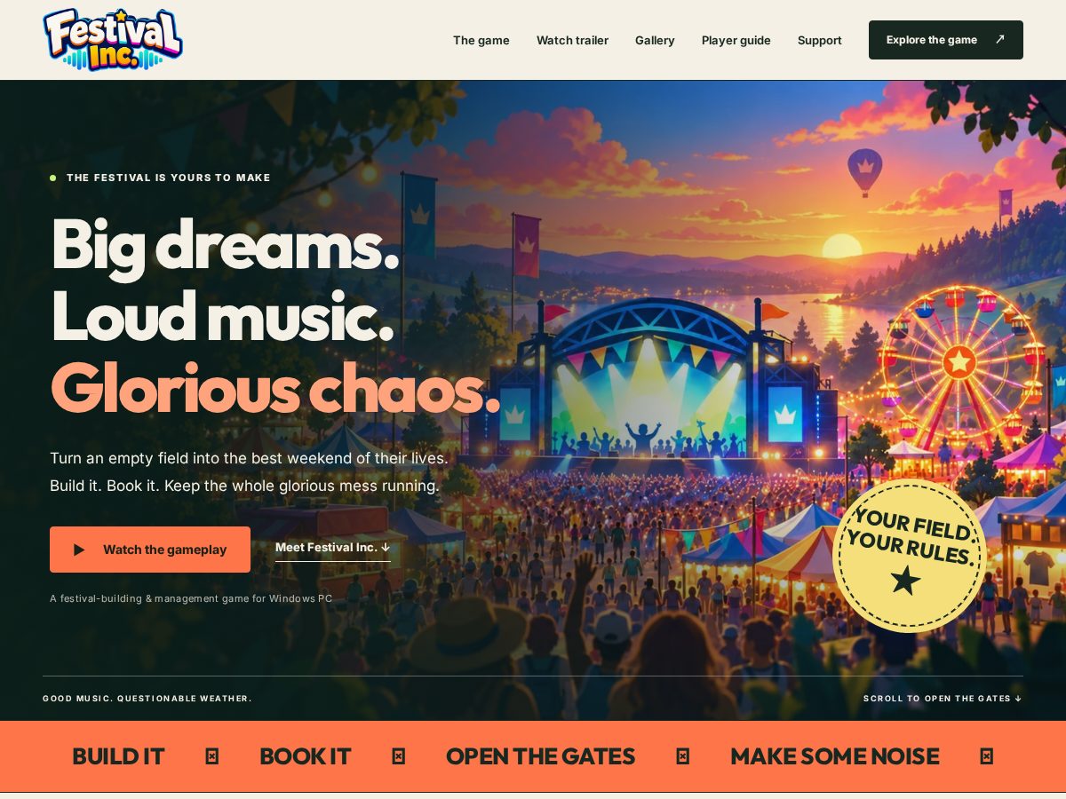 Landing-page snapshot of festivalincgame.com