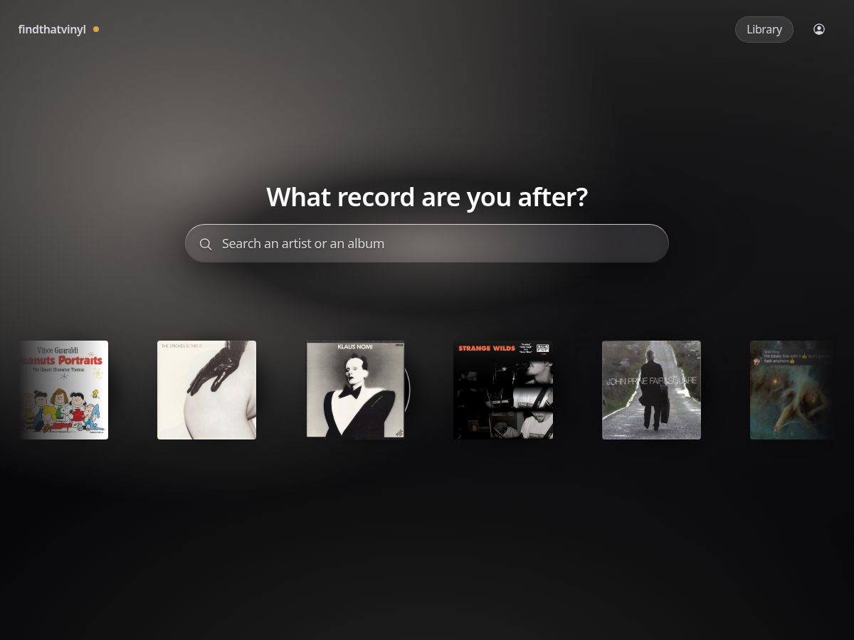 Landing-page snapshot of findthatvinyl.com