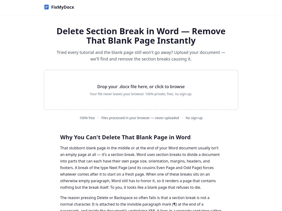 Landing-page snapshot of fixmydocx.com