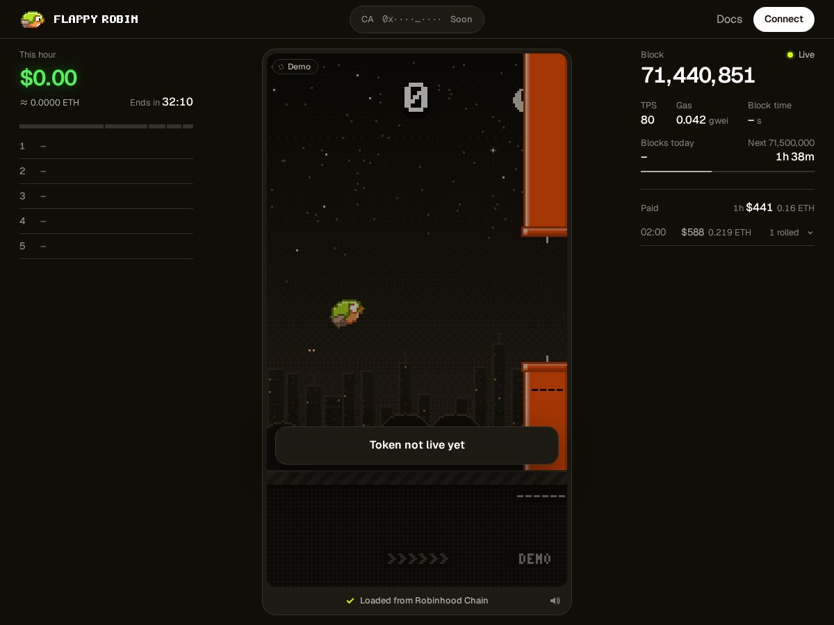 Landing-page snapshot of flappyrobin.com