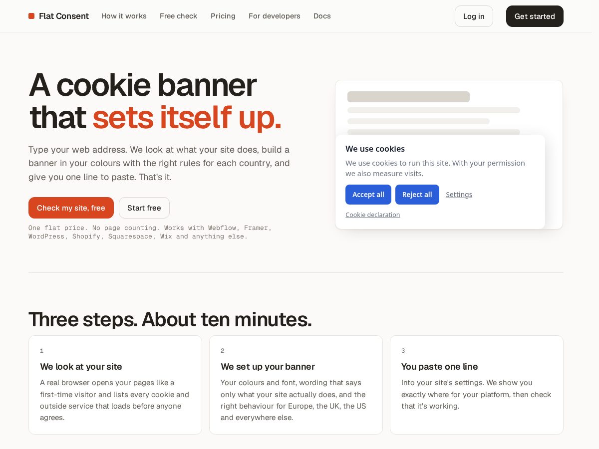 Landing-page snapshot of flatconsent.com