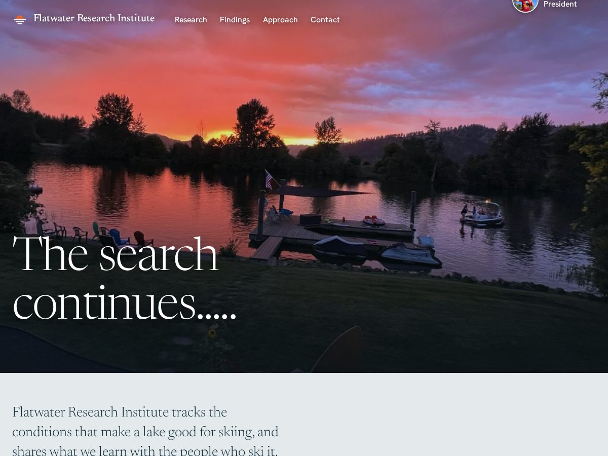 Landing-page snapshot of flatwaterresearch.com