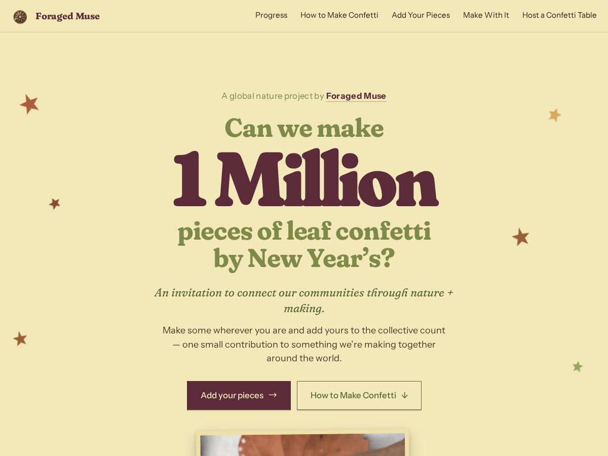 Landing-page snapshot of foragedmuse.com