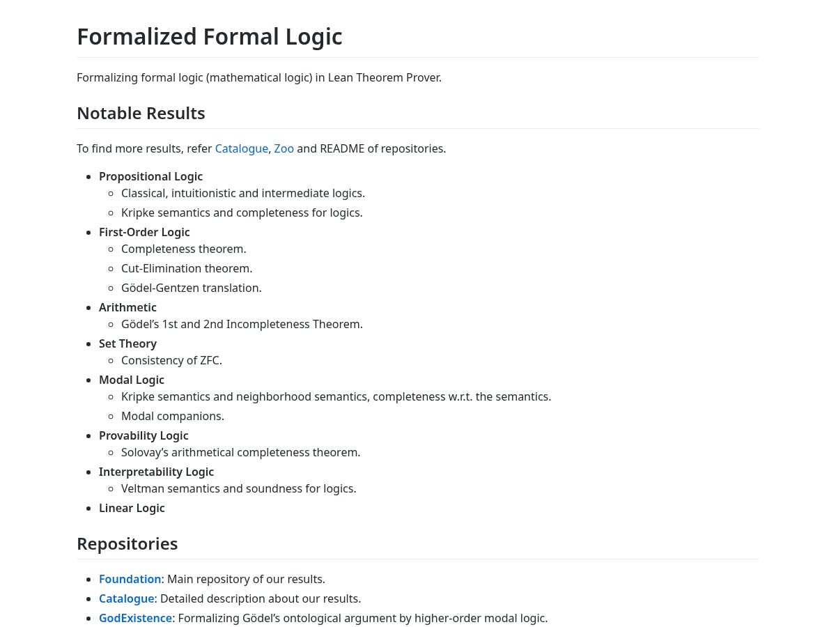 Landing-page snapshot of formalizedformallogic.org