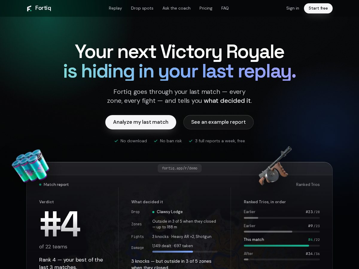Landing-page snapshot of fortiq.app
