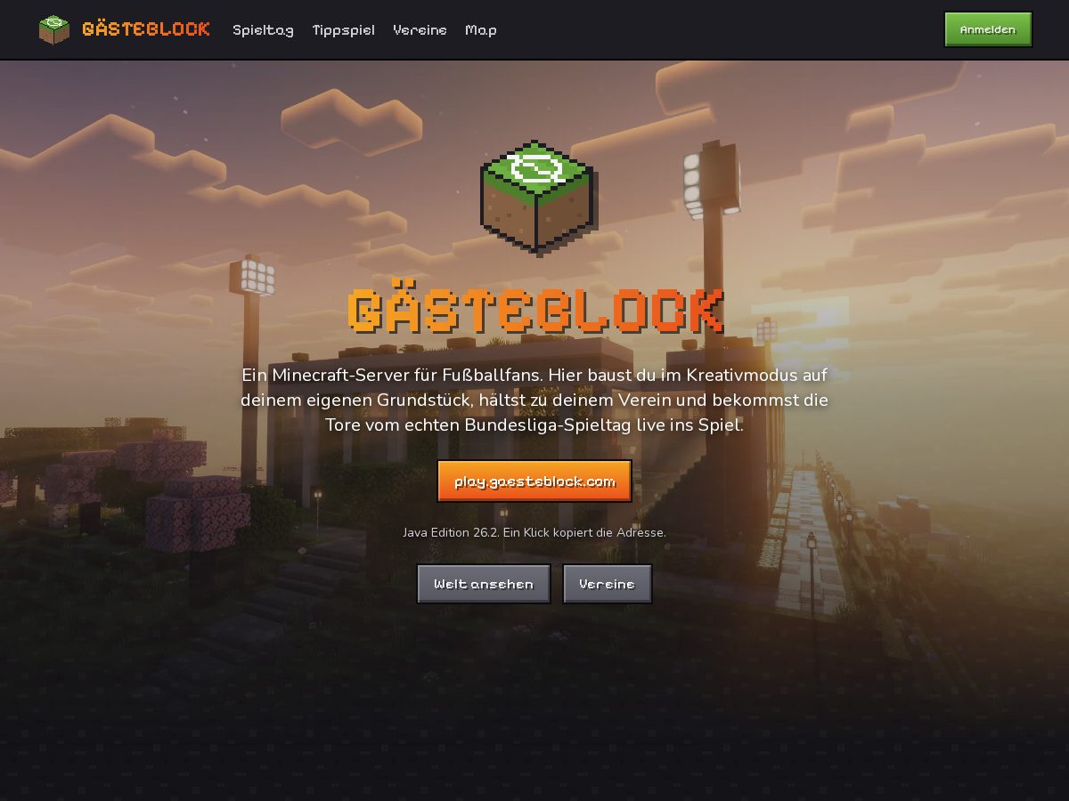 Landing-page snapshot of gaesteblock.com