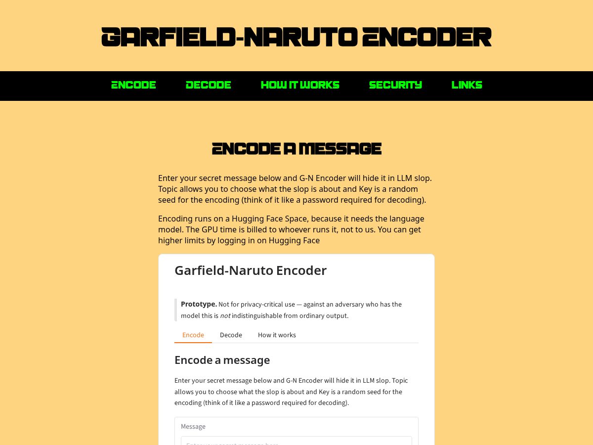 Landing-page snapshot of garfieldnaruto.com