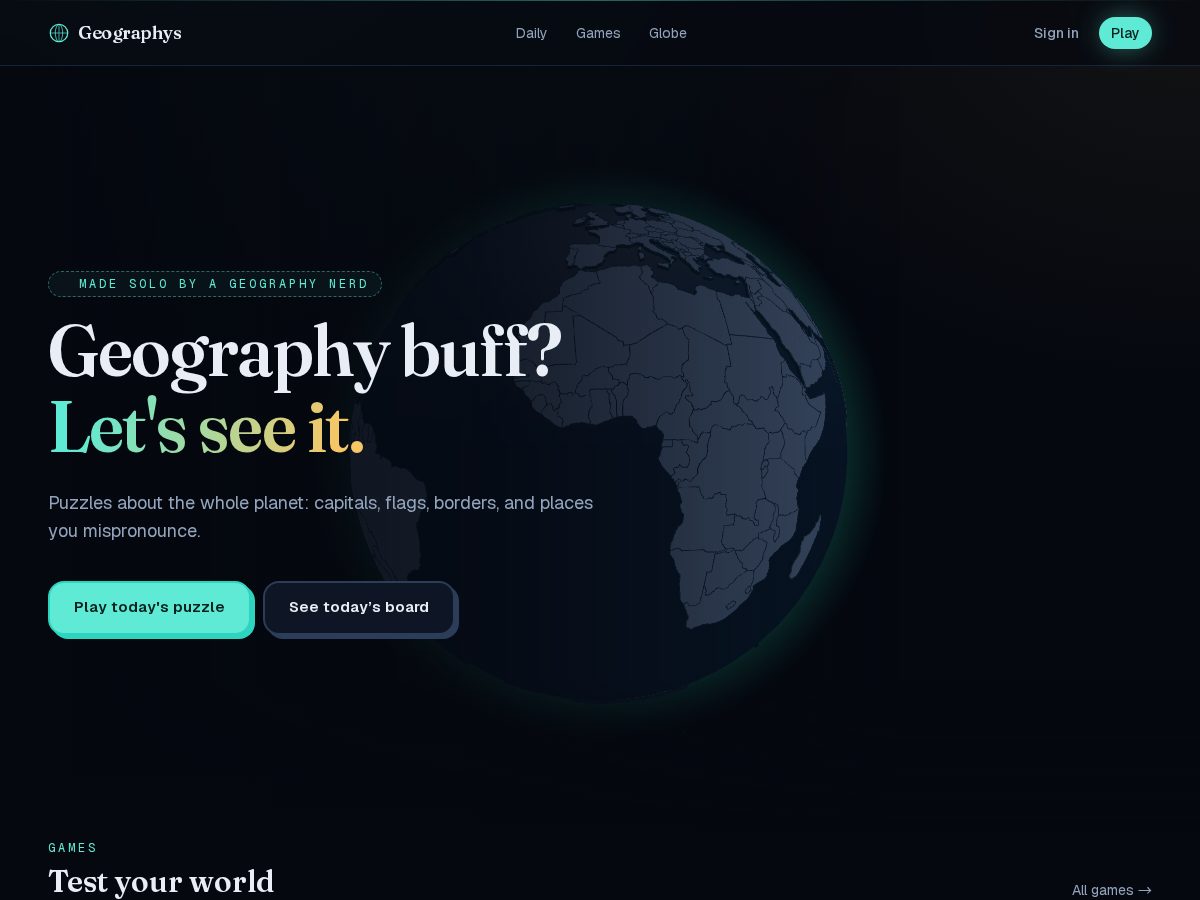 Landing-page snapshot of geographys.com