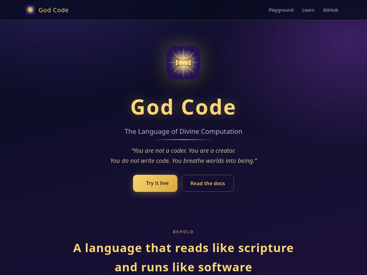 Landing-page snapshot of getgodcode.com