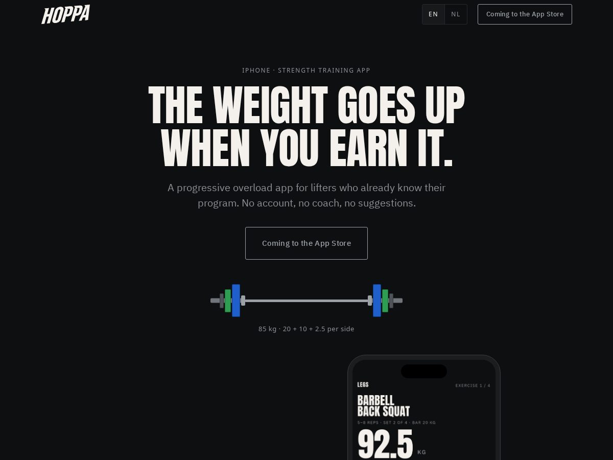 Landing-page snapshot of gethoppa.com