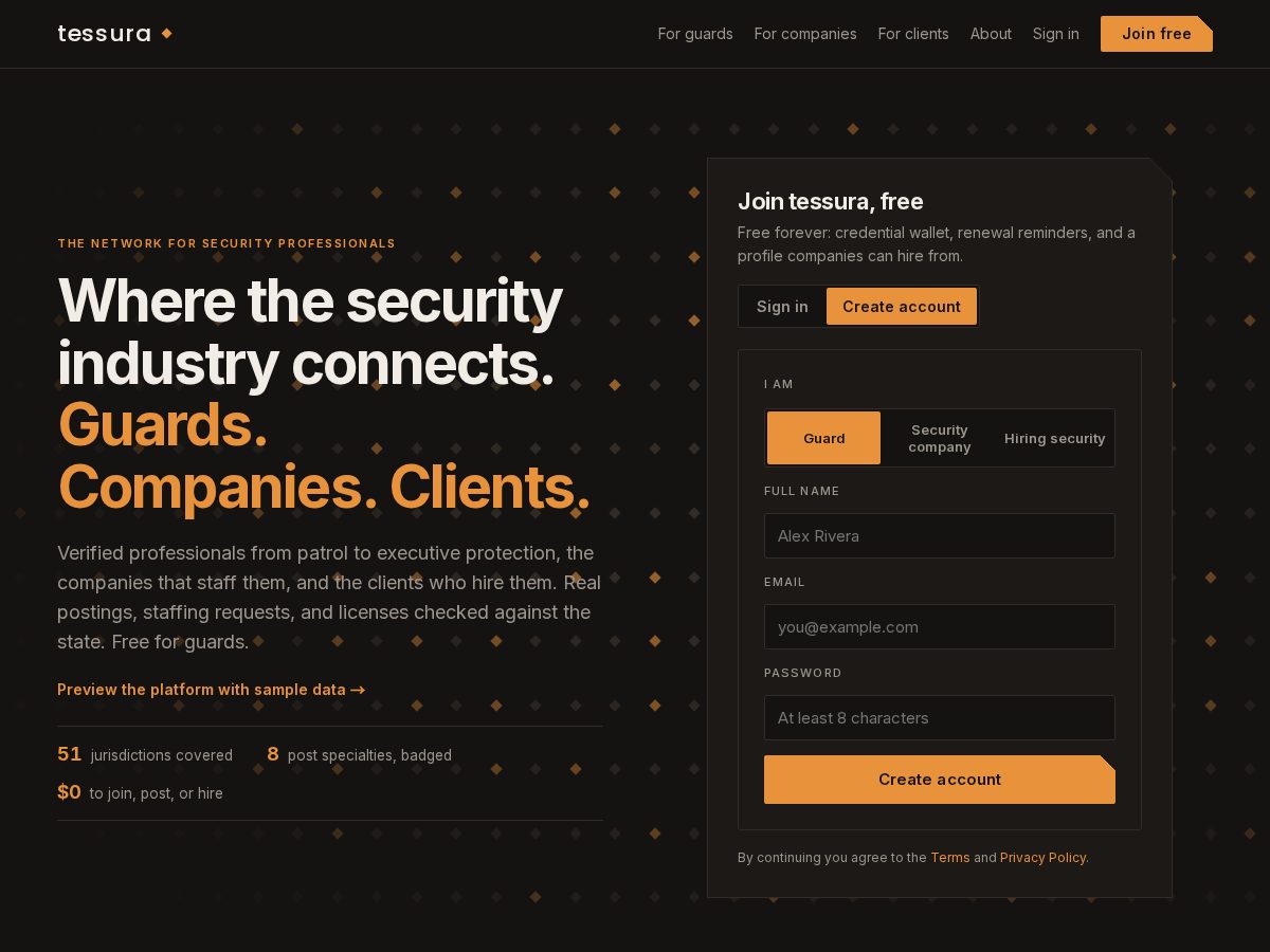 Landing-page snapshot of gettessura.com