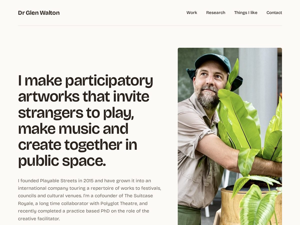 Landing-page snapshot of glenwalton.art
