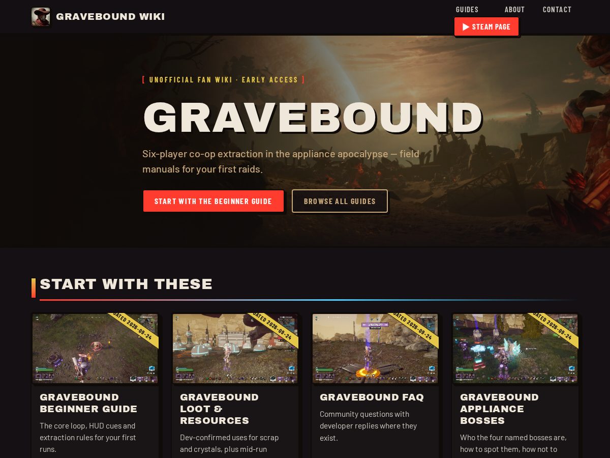 Landing-page snapshot of gravebound.wiki