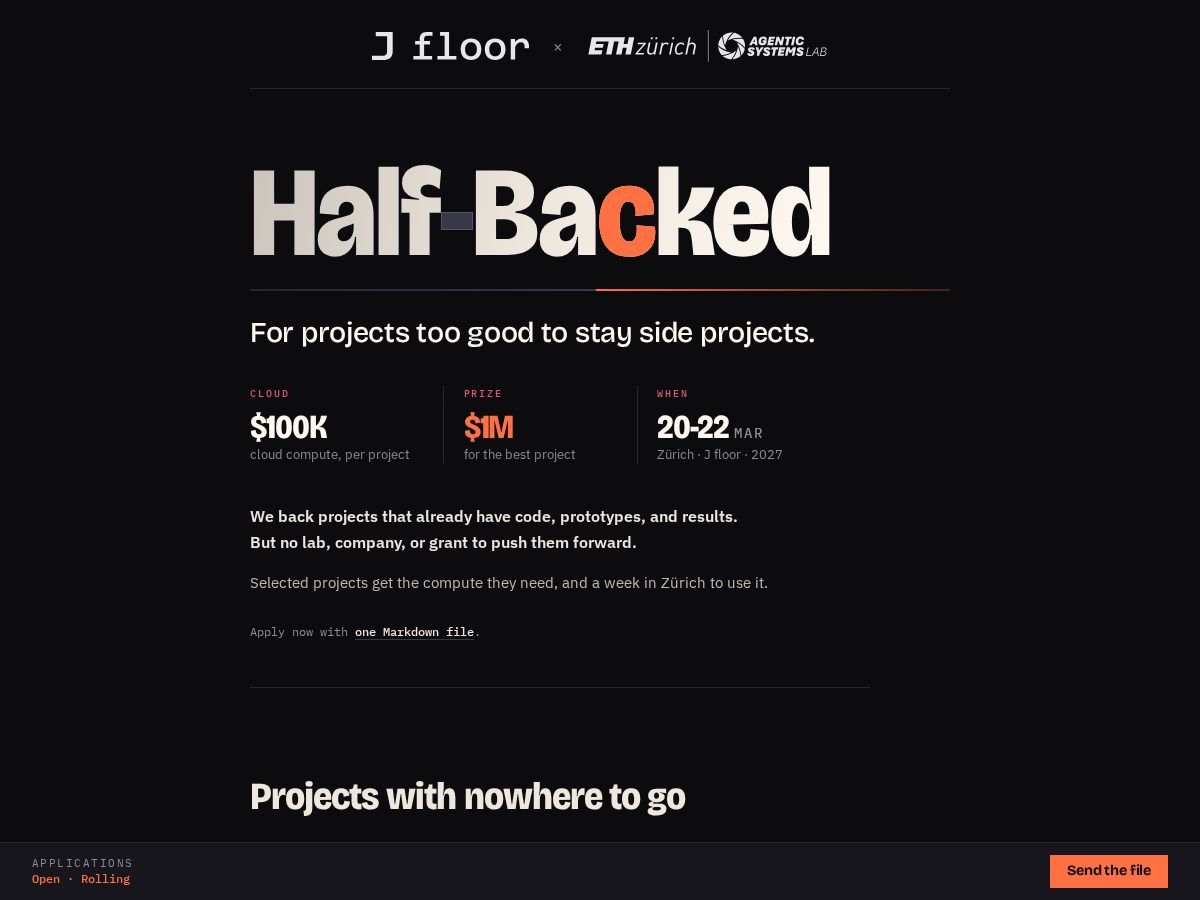 Landing-page snapshot of halfbacked.org