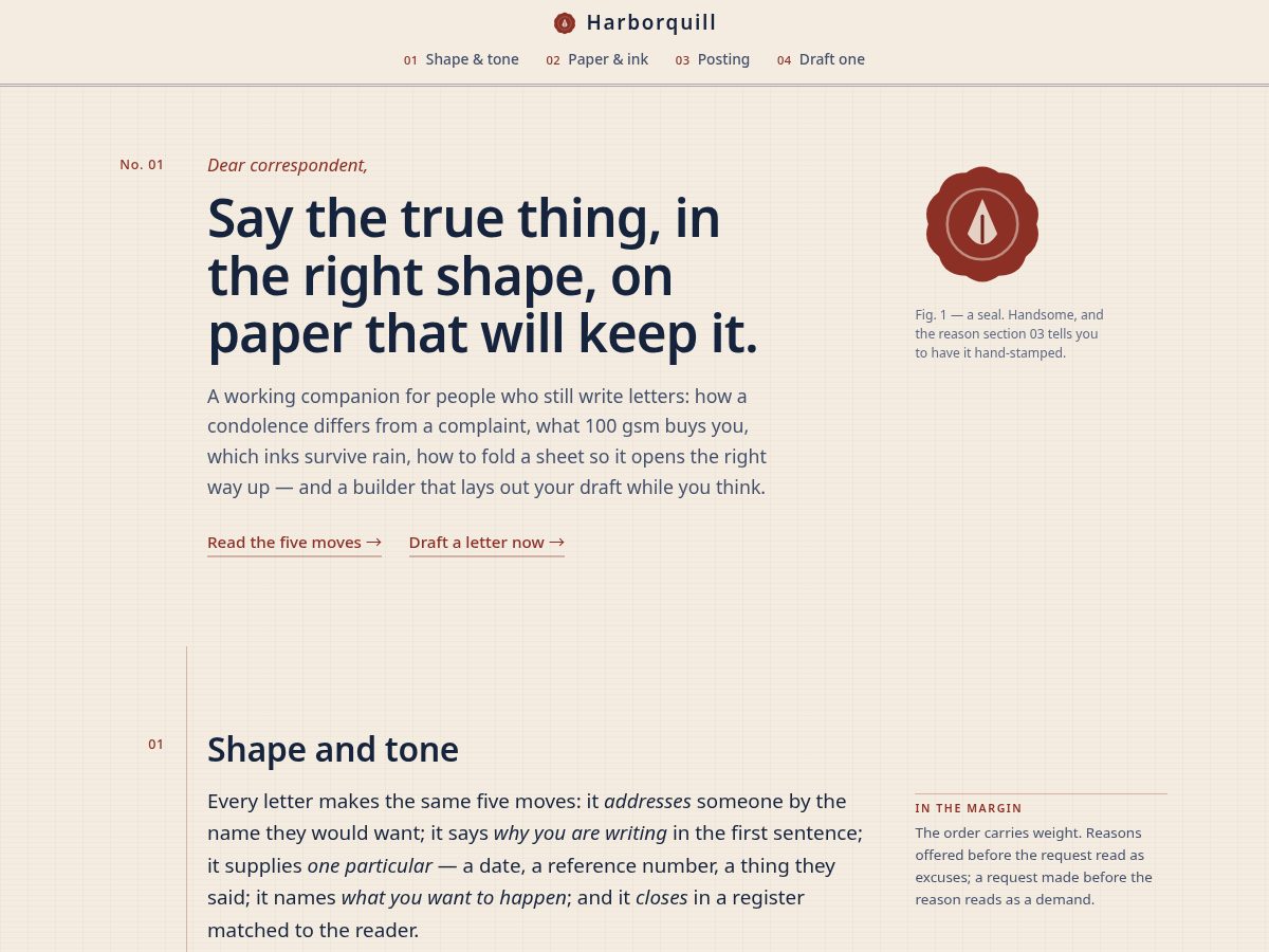 Landing-page snapshot of harborquill.site