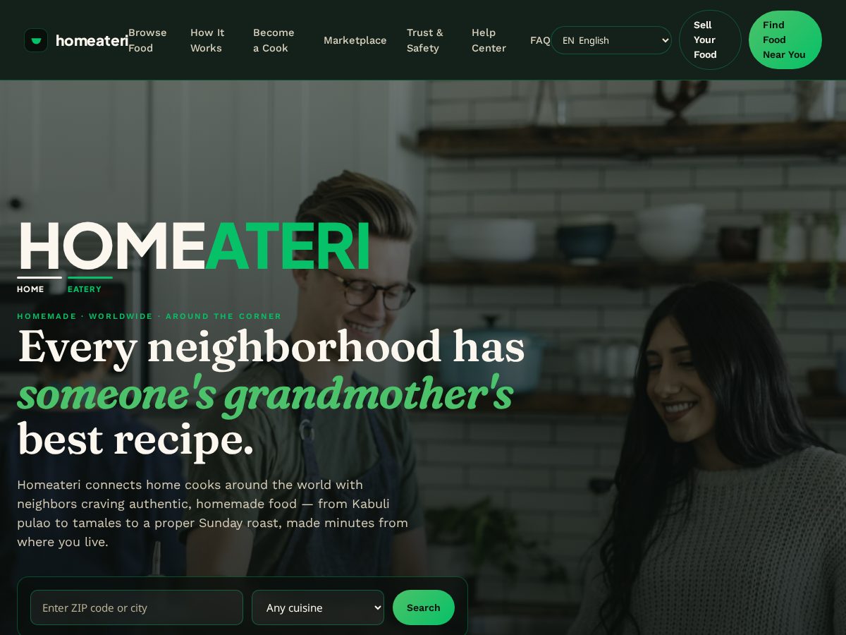 Landing-page snapshot of homeateri.com