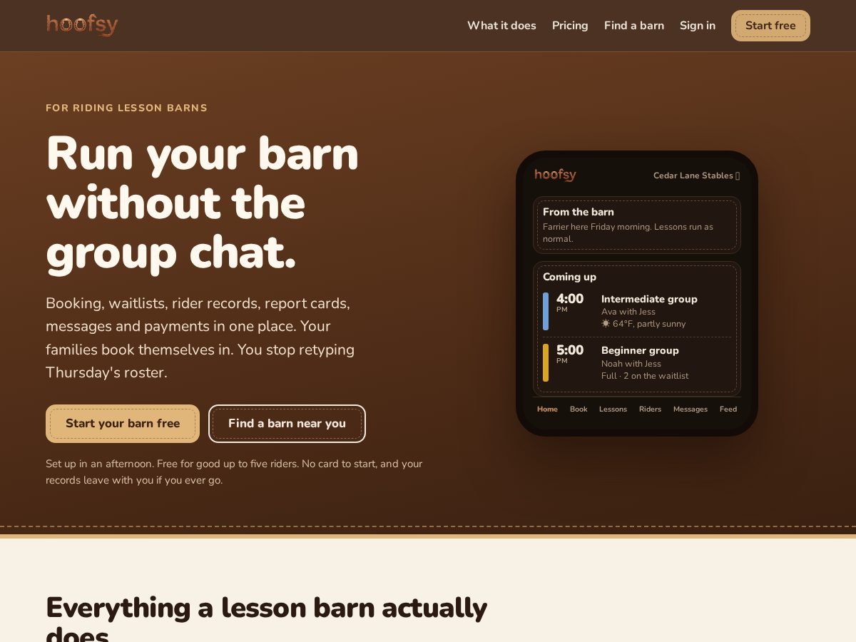 Landing-page snapshot of hoofsy.app
