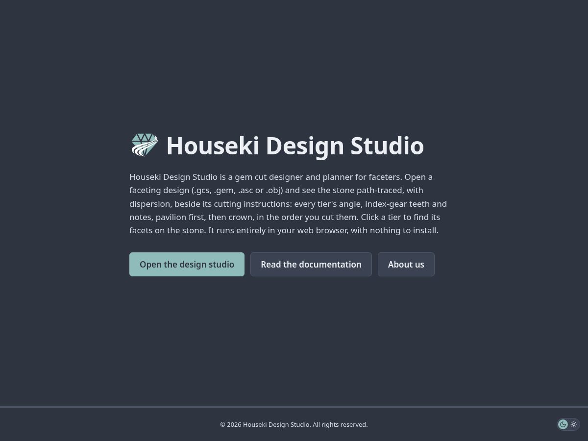 Landing-page snapshot of houseki.app