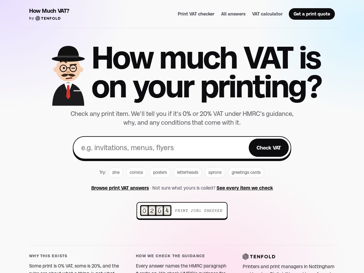 Landing-page snapshot of howmuchvat.com
