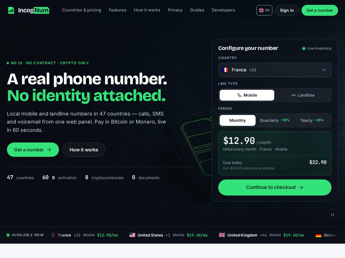 Landing-page snapshot of incognum.com