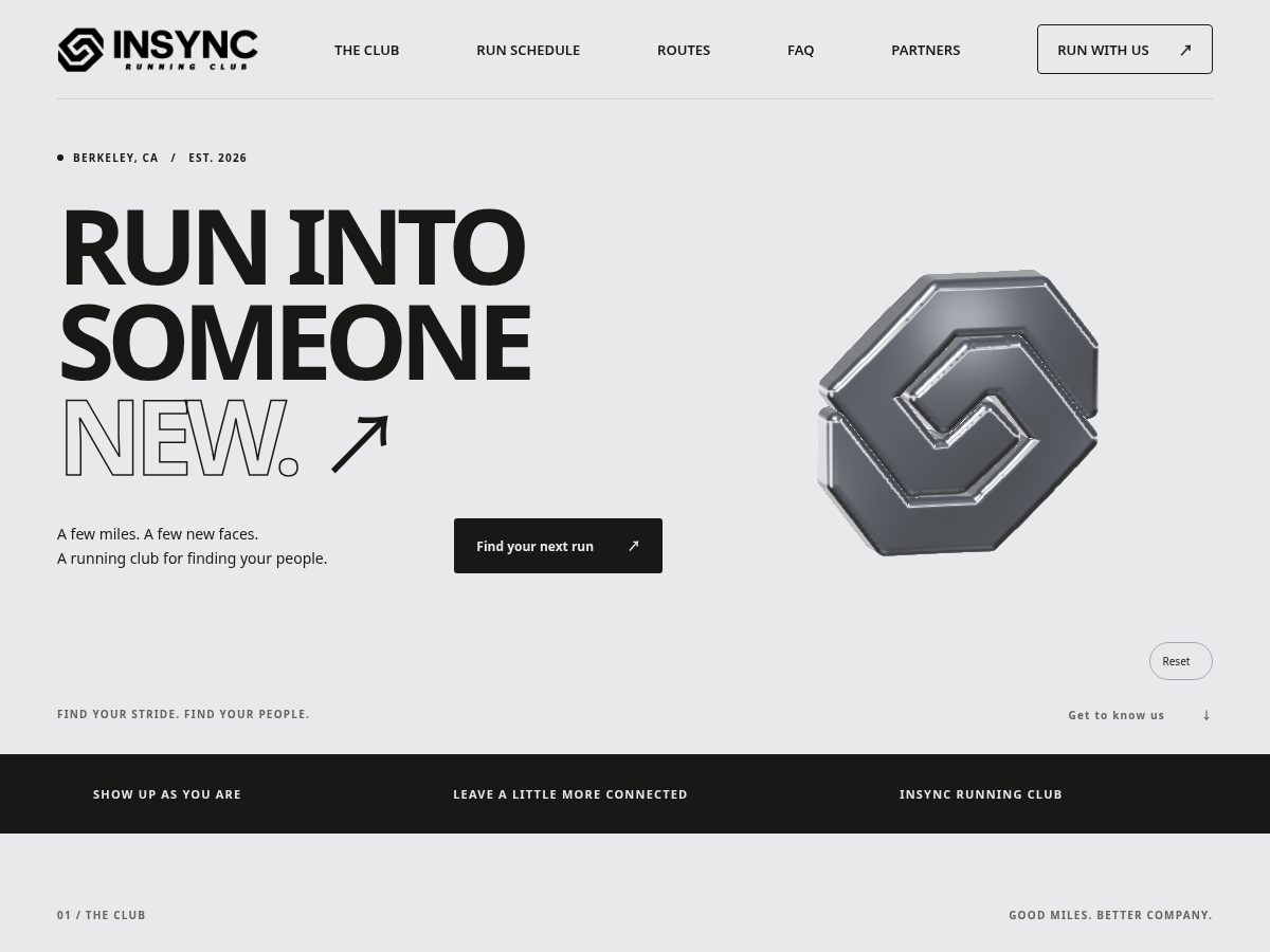 Landing-page snapshot of insyncrunning.com