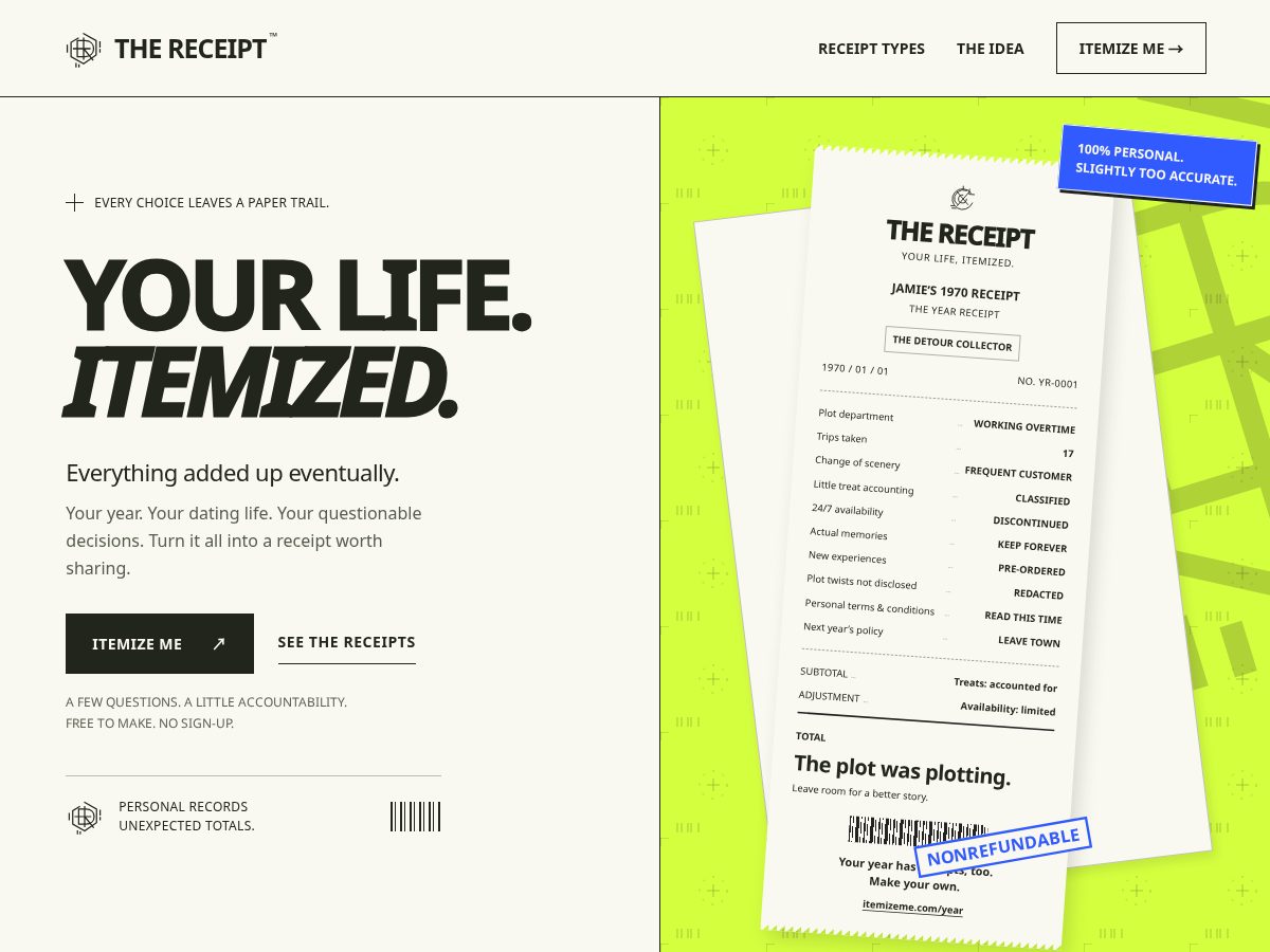 Landing-page snapshot of itemizeme.com