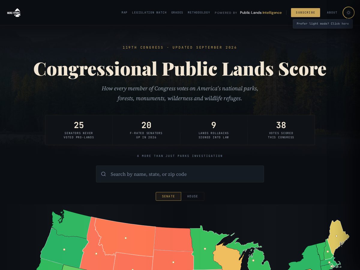 Landing-page snapshot of ivotepubliclands.net