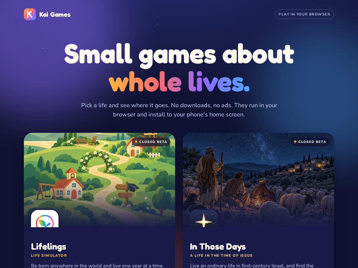 Landing-page snapshot of kaigames.app