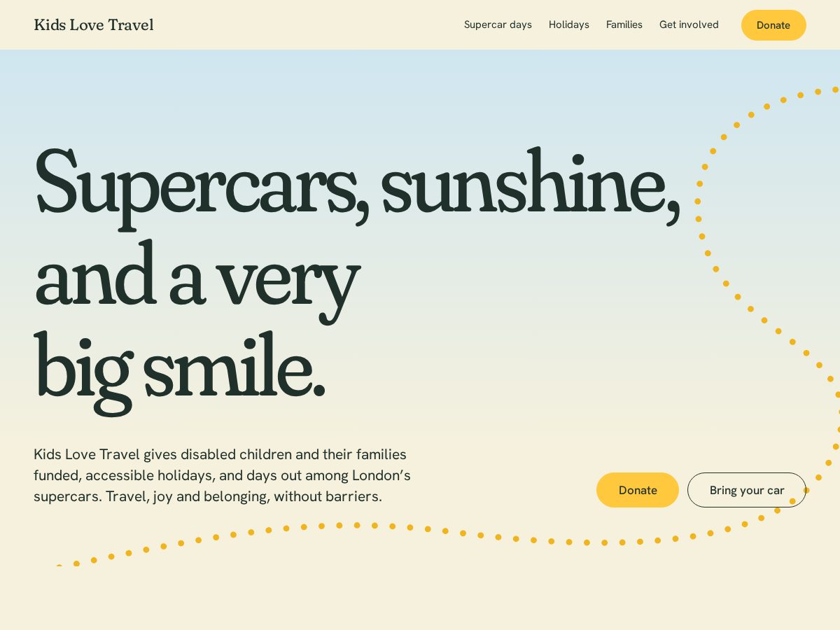 Landing-page snapshot of kidslovetravels.com