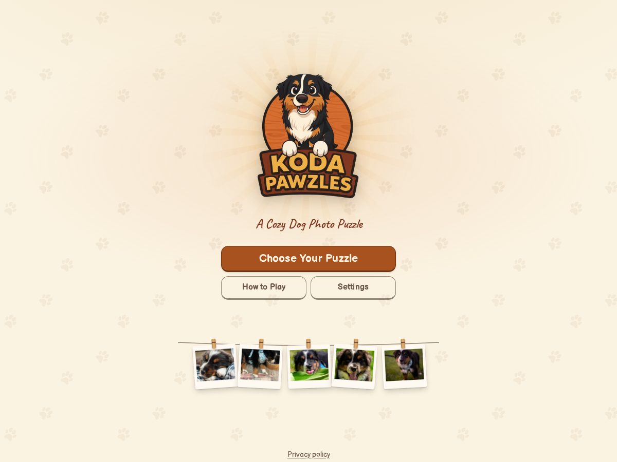Landing-page snapshot of kodapawzles.com