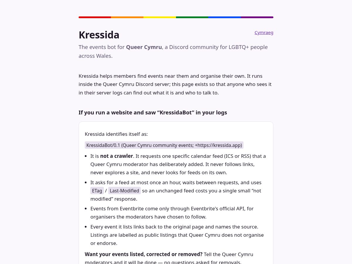 Landing-page snapshot of kressida.app