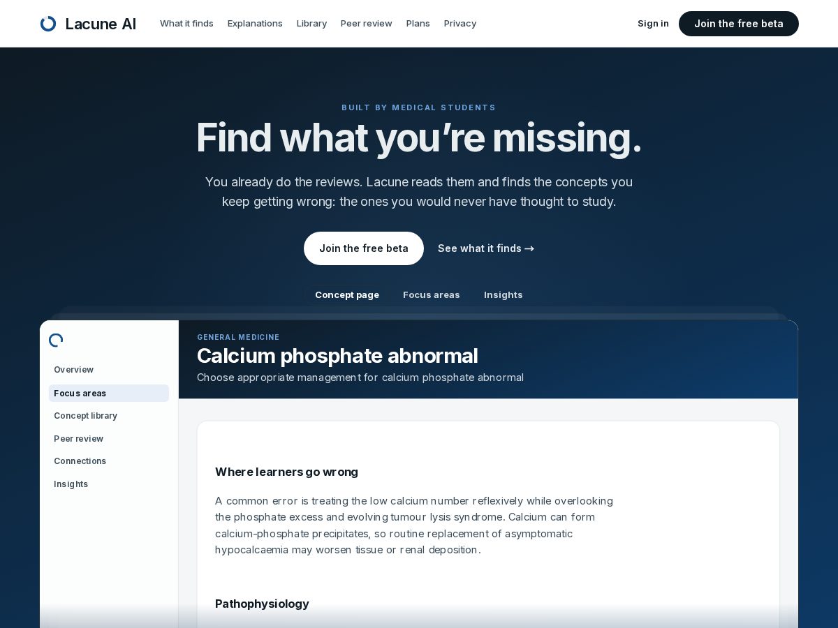 Landing-page snapshot of lacuneai.com