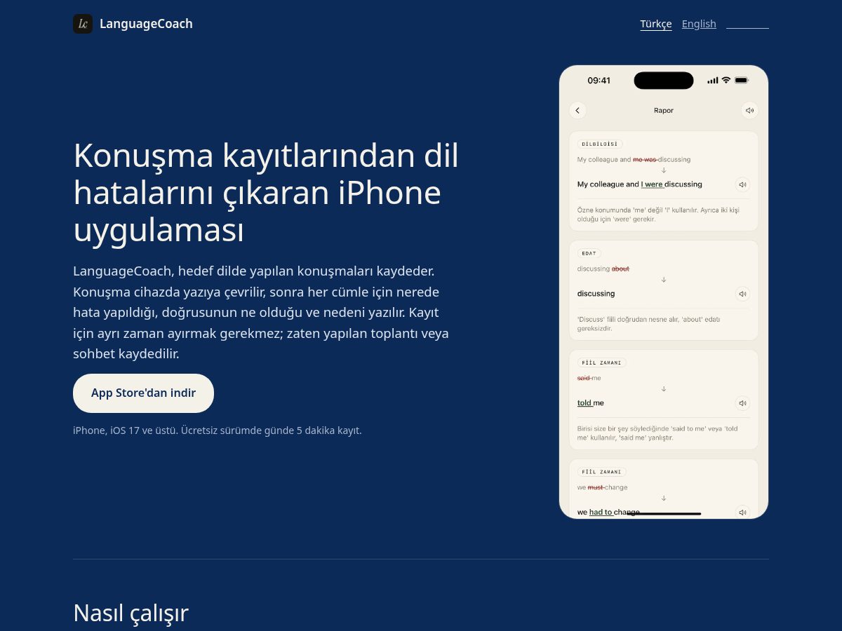 Landing-page snapshot of languagecoachapp.com