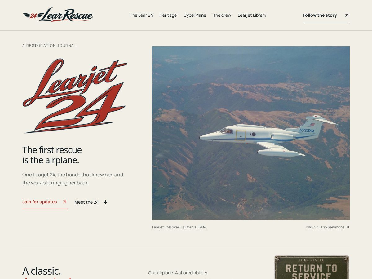 Landing-page snapshot of learrescue.com