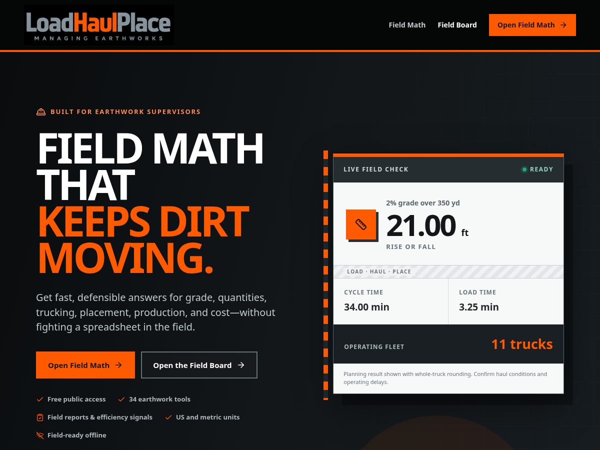 Landing-page snapshot of loadhaulplace.com