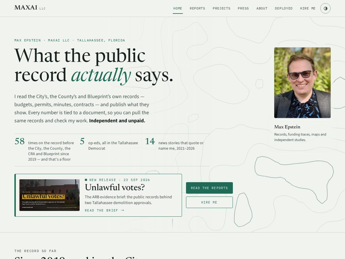 Landing-page snapshot of maxairesearch.com