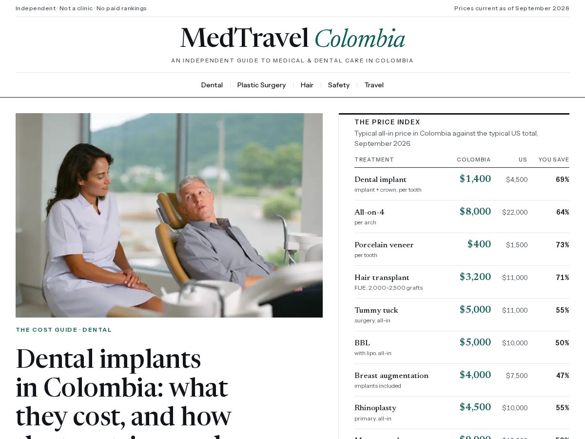 Landing-page snapshot of medtravelcolombia.com