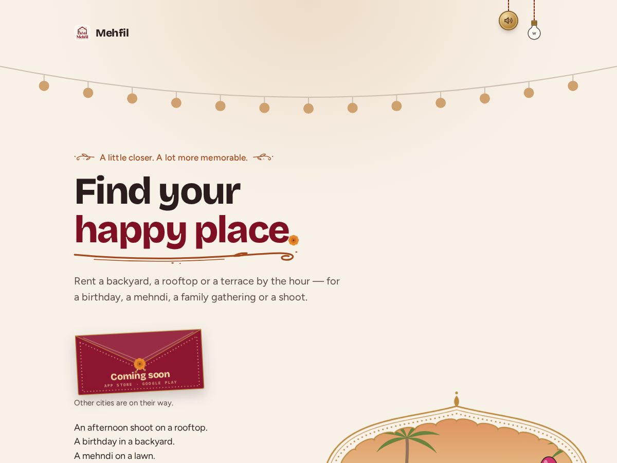 Landing-page snapshot of mehfilofficial.com